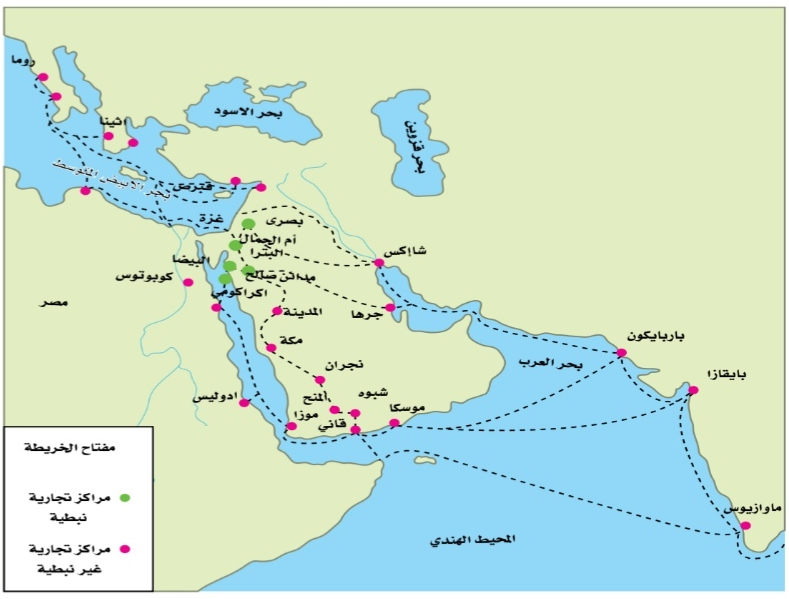 خريطة الطرق التجارية زمن الأنباط